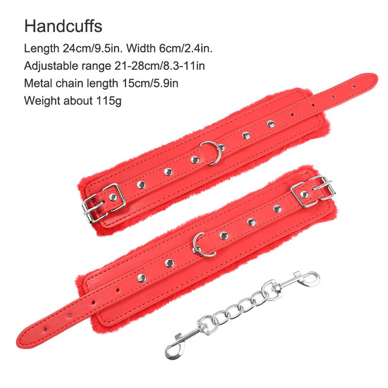 Leather Bdsm Handcuffs Sexy Ankle cuffs Adult Sex Toys for Womans Couples Fluffy Handcuffs Bdsm Slave Bondage Cuffs Sex Shop
