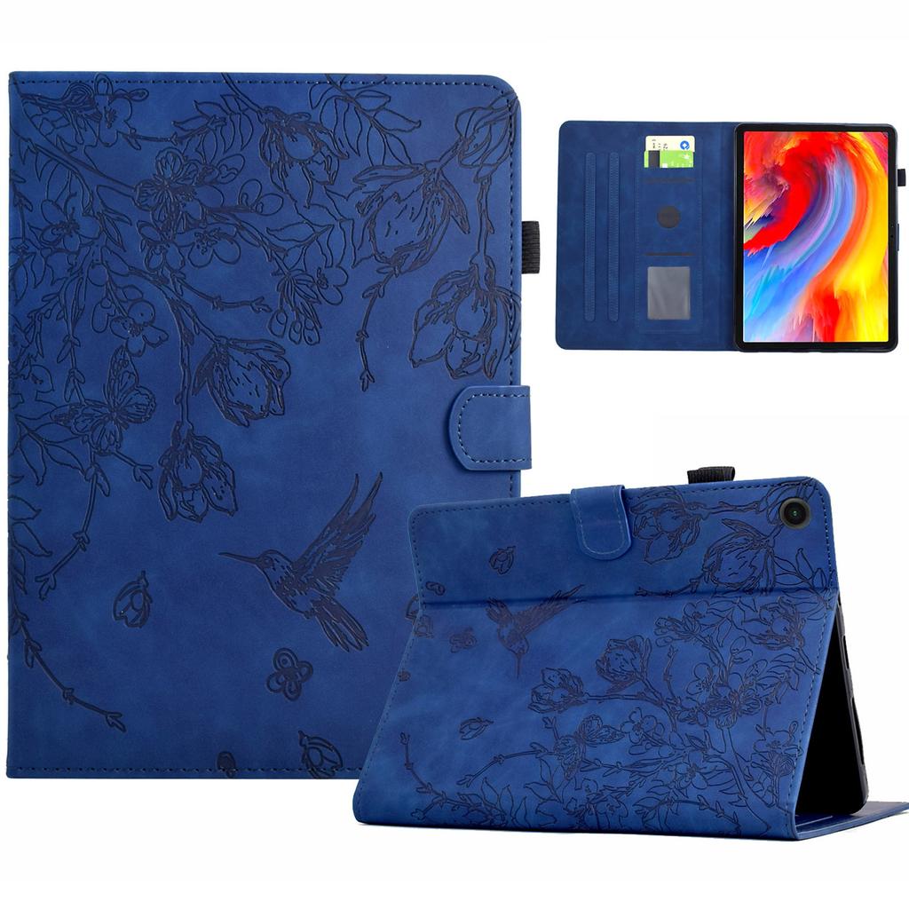 For Lenovo Tab M10 Plus (3rd Gen) Case Flower Bird Imprinted Card Holder Leather Tablet Cover