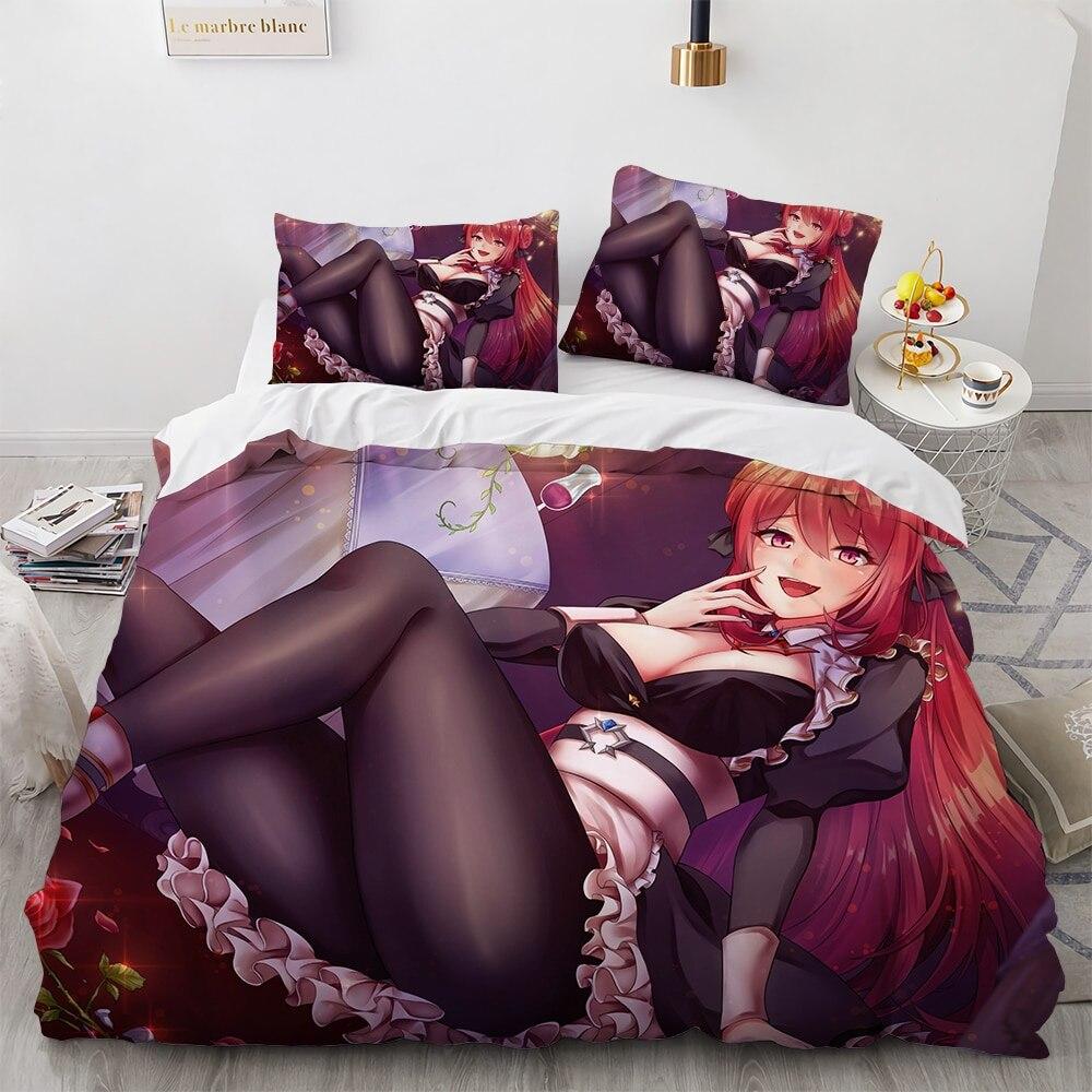 Kawaii Anime Sexy Girl Bedding Set Boys Girls Twin Queen Size Duvet Cover Pillowcase Bed Kids Adult Fashion Home Textileextile