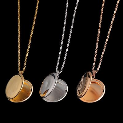 1Pcs Stainless Steel Circular Locket Pendants For Women Men Openable Photo Frame Glossy Stainless Steel Necklaces