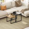 Set of Two Boxy Nesting Tables - Black/Wood-Effect