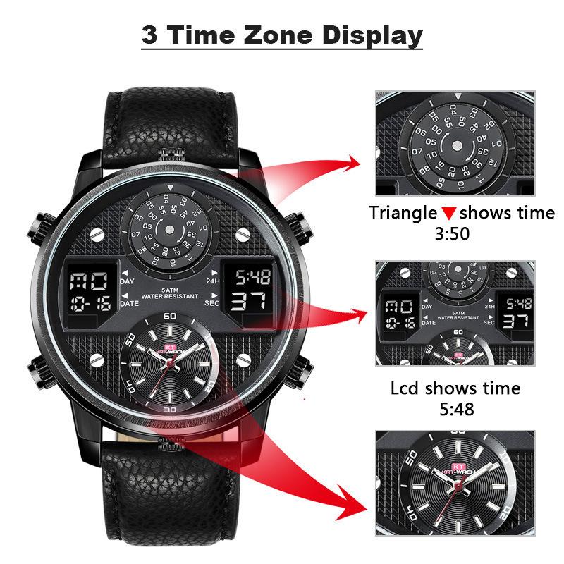 Large Dial Watch Men's Black Technology Multifunctional Waterproof Luminous Sports Student Quartz Electronic Watch