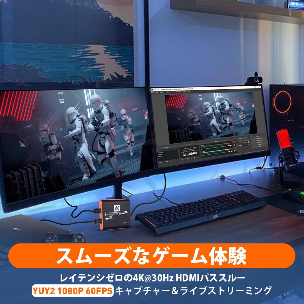 This Capture Card Features 4K HDMI Passthrough, 1080P 60Hz USB 3.0 Video Game Capture Card, High-speed Transfer, Low Latency, Suitable for Live Game