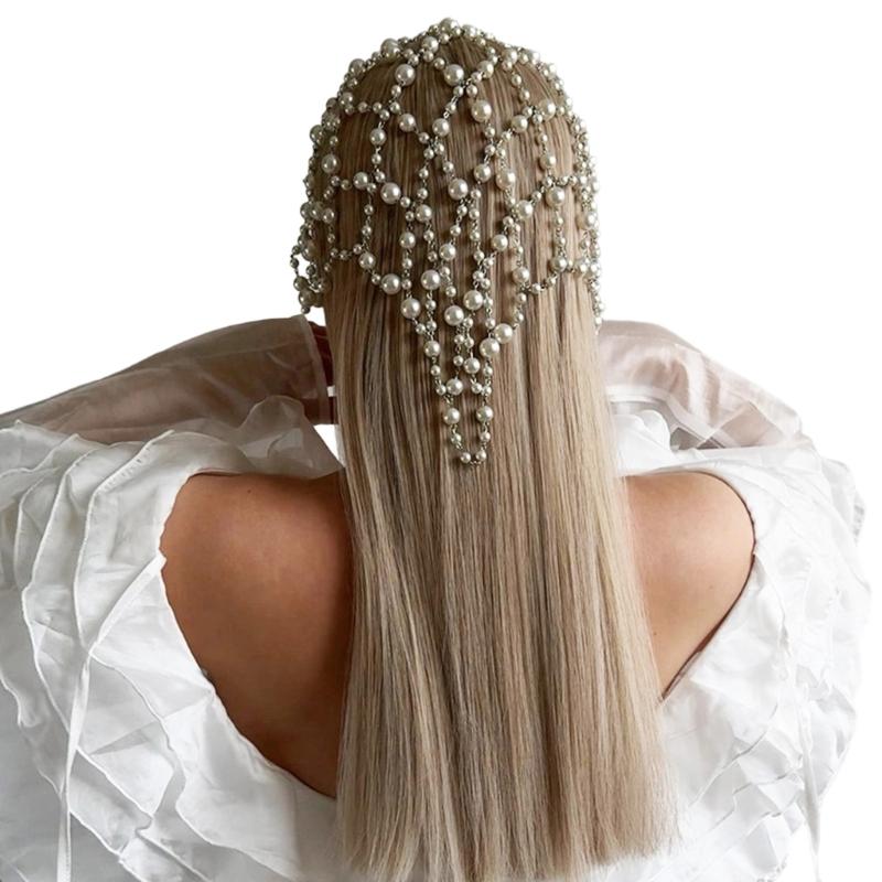 Stylish Artificial Pearls Hair Chain Hair Jewelry Perfect For Formal Event And Everyday Wear Comfortable Headpiece