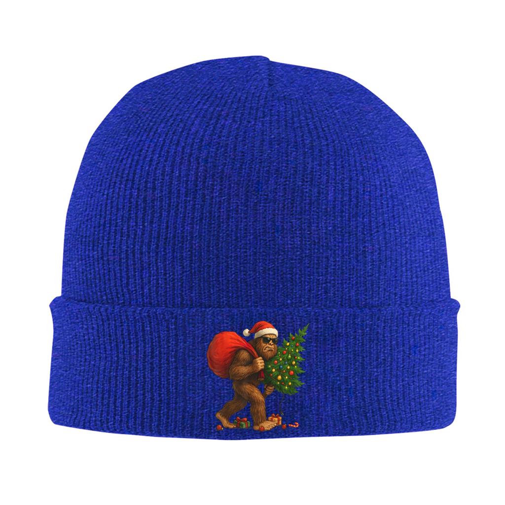 Bigfoot Stealing Christmas Tree Lights Xmas Knitting Hat Fashion Caps Men Outdoor Beanie Hats Winter Design Thermal Bonnet Hats