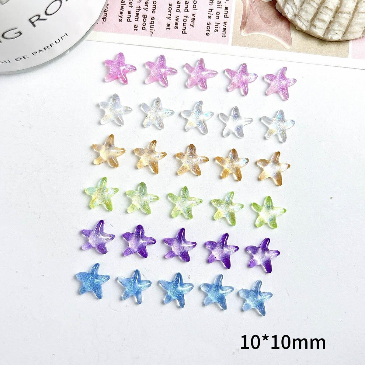 

Ice Transparent Iridescent Starfish Resin Night Glow Nail Art Accessories Fresh Cartoon Fine Glitter Star DIY Hair Clip Materials Wholesale Mixed Style