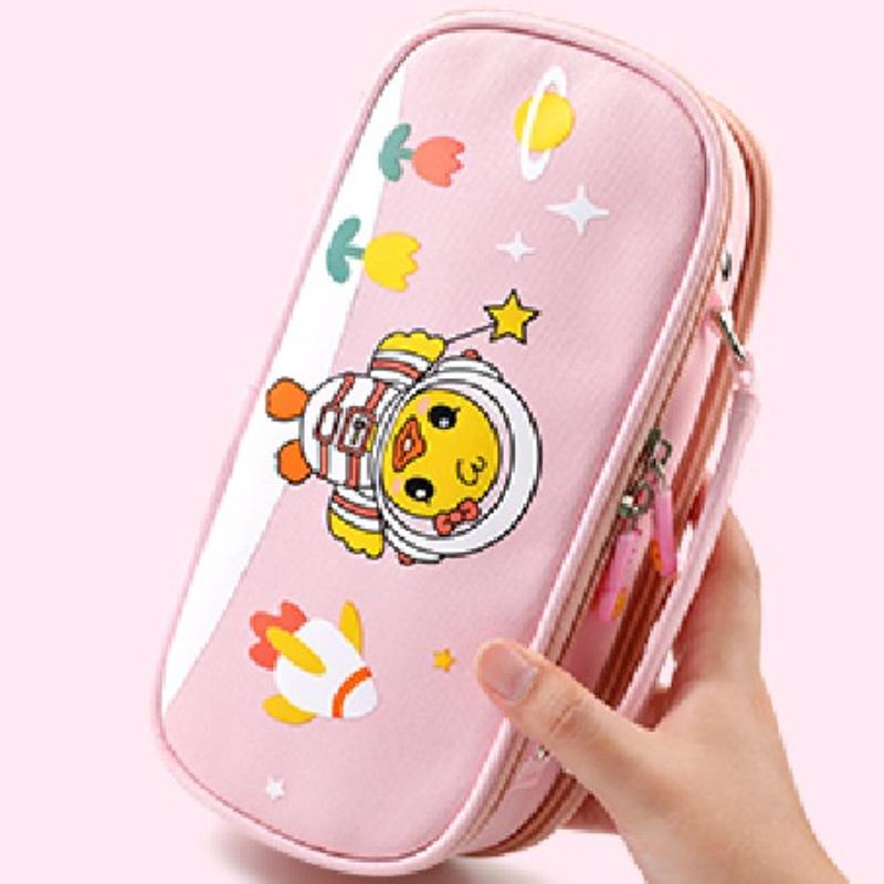

Large Capacity Canvas Multi Layer Pencil Bag Lt Yellow Duck Stationery Bag Junior High School Multi Functional Pencil Bag Handhe
