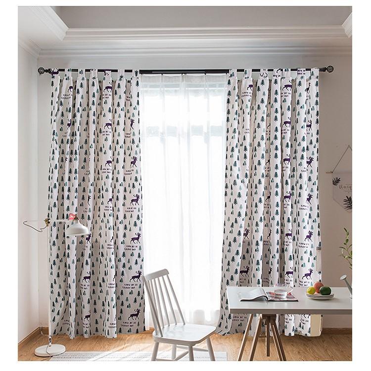 Nordic Style Curtains Printed Children'S Curtains American Country Curtains Linen Cotton Finished Curtains
