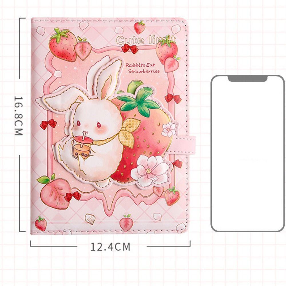 Magnetic Buckle Rabbit Note Paper Cartoon Notepad Memorandum PU Leather Palm Notebook Students