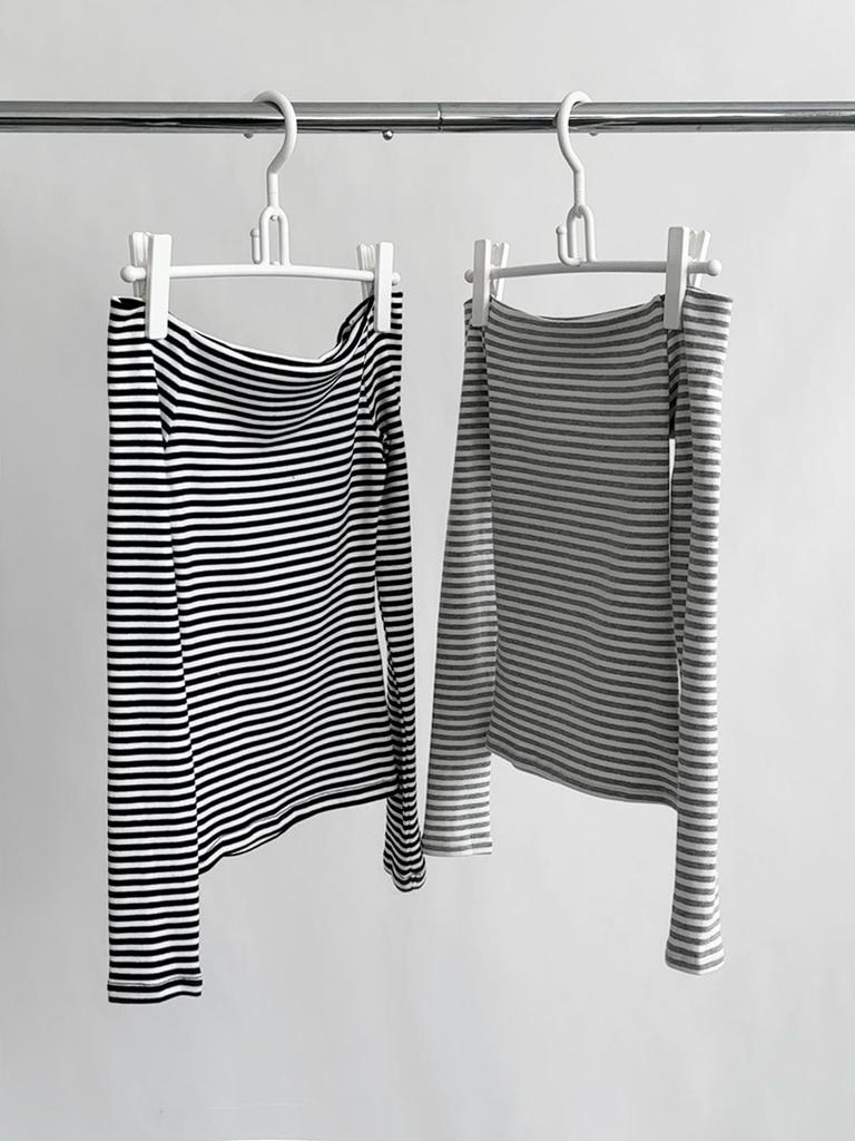 Dorothy Korea Spring Slim-Fit One-Shoulder Clavicle Long Sleeve T-Shirt Women