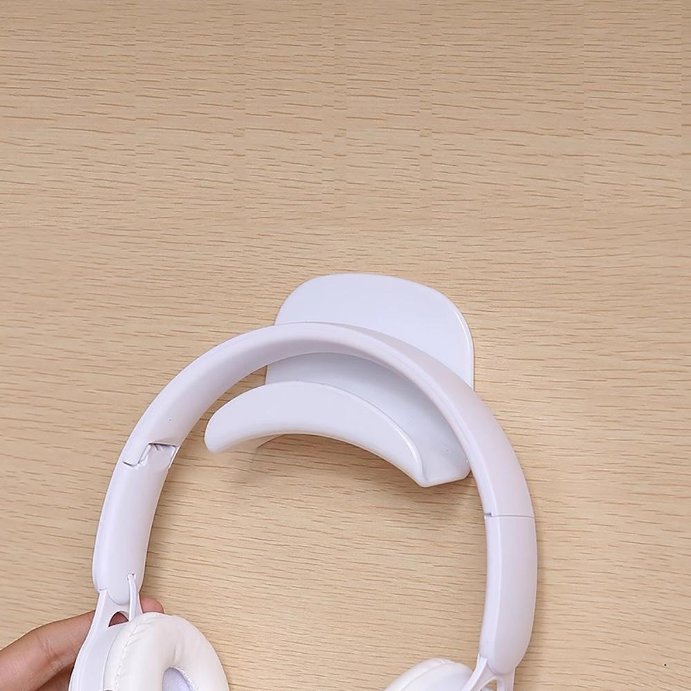 White Headphone Headset Earphone Stand Hook Hanger Holder Under Desk -Adhesive
