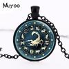 Glass Dome Necklace Scorpio Zodiac Mens Jewelry Astrological Sign Scorpion October November Birthday Art Pendant