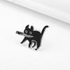 Hot Cartoon Cute Cat Holding A Knife Enamel Pins Lapel Pin Small Black Pins Cute Metal Lapel Badges Brooch Funny Jewelry Gift