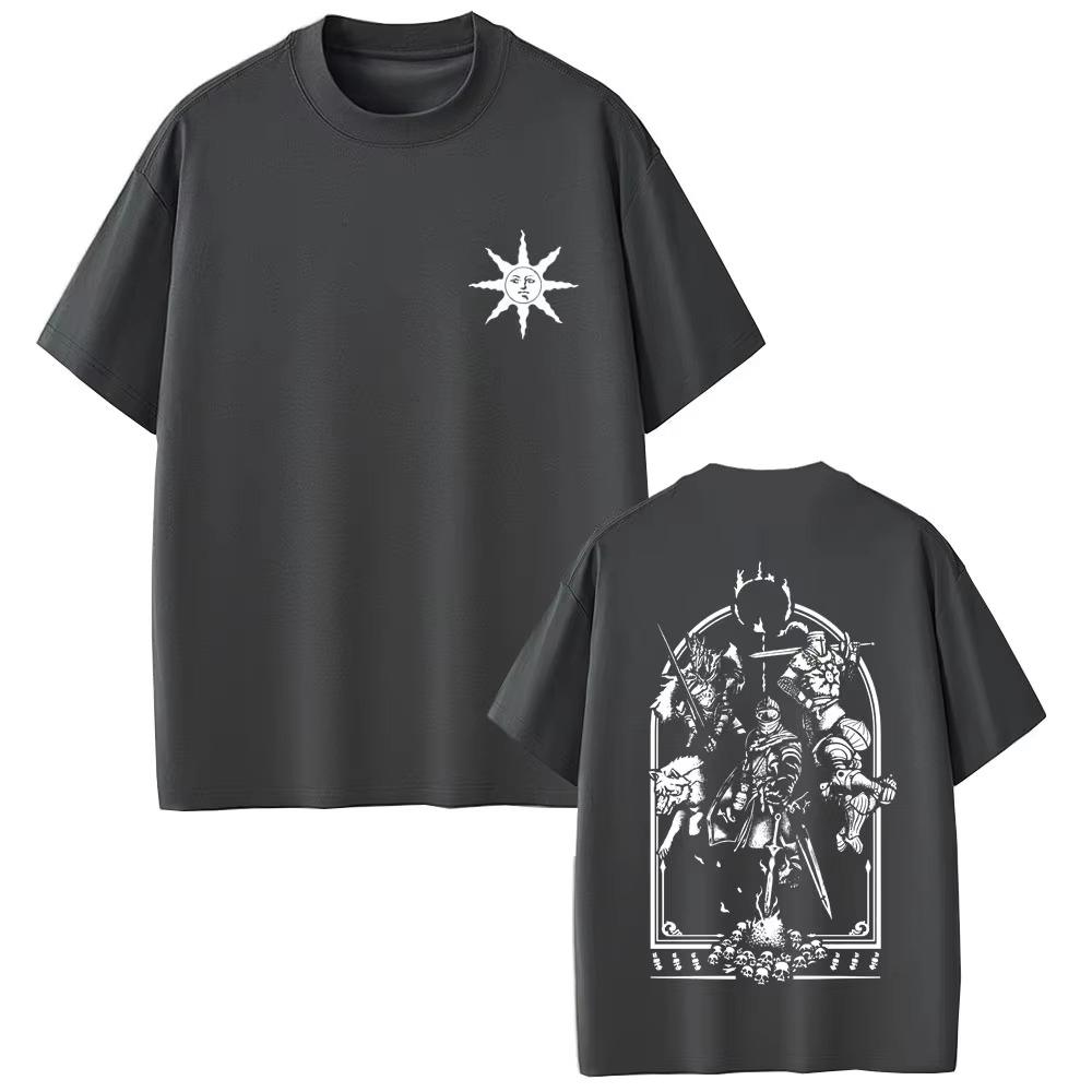 Game Dark Souls Praise The Sun Graphic Tshirt Men Women Vintage Gothic Rock Tshirts MenCasual pure Cotton Short Sleeve Top
