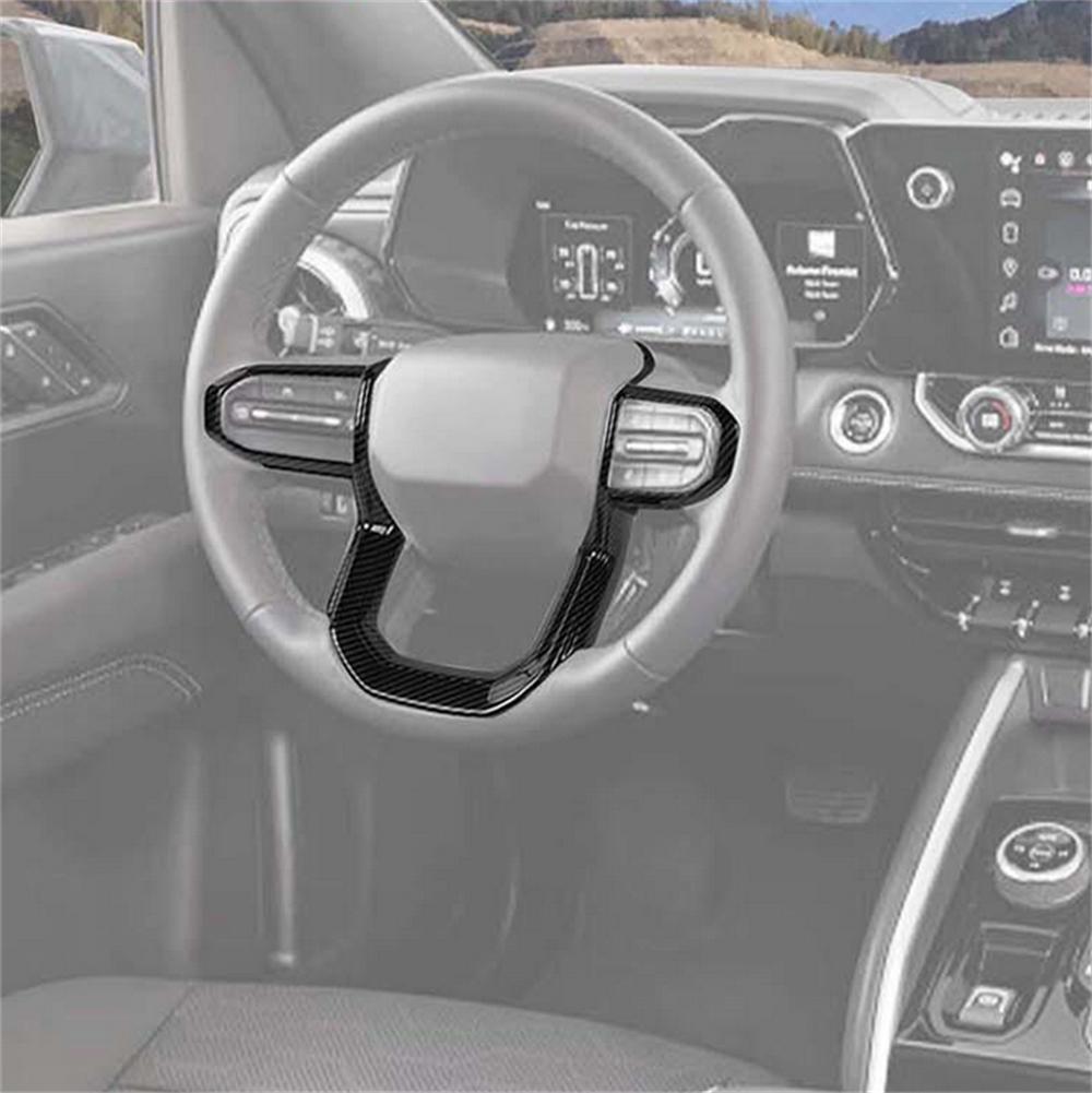 Carbon Fiber Look Steering Wheel Trim Cover Decor Molded For Chevrolet Colorado 2023+