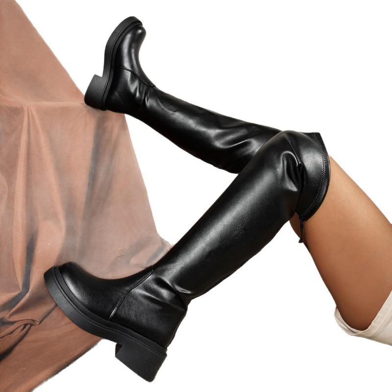 Over-the-knee Plus-size Shoes, Long Boots, Women's Shoes, New Autumn and Winter Thick-soled Slimming Long Boots