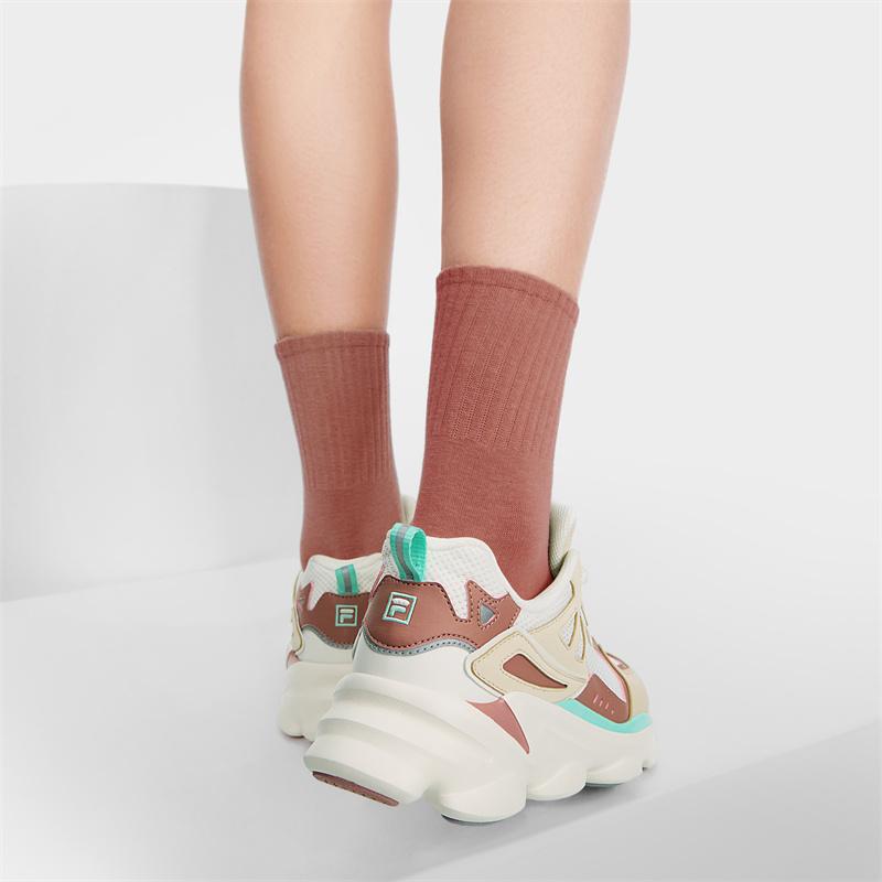 Fila Retro Series Versatile Fashion Trend Low-Top Casual Shoes Women Sneaker Snow-White Angora-Brown F12W422111FSB