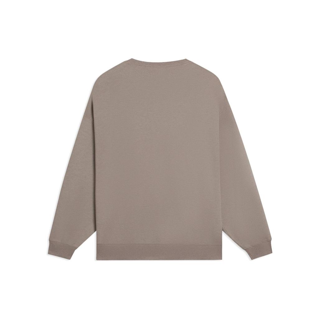 Li Ning Sweatshirts Unisex Pottery Clay Brown Crew Neck Moderate Regular AWDSC99-5