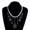 Elegant Pearls Necklace with Chain Star Clavicle Chain Adjustable Choker Neck Jewelry for Wedding Party Special Occasion
