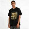 2026 New Year Glittery Number Print Casual Holiday Top Pure cotton T-shirt