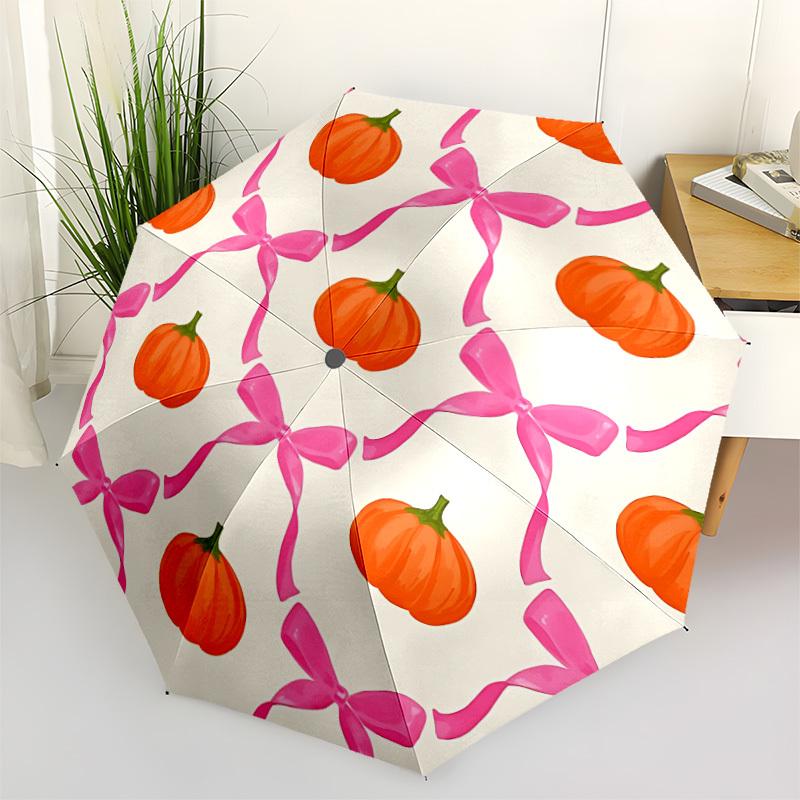 

1pc Pumpkin Pattern Automatic Folding Umbrella - Portable Collapsible, 8-Rib Durable Frame, Perfect for Outdoor Use yy251218090