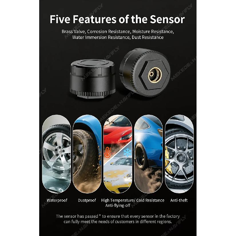 Auto TPMS BT 5.4 Reifendrucküberwachungssystem Handyverbindung für LOS Android Motorrad LKW Auto Reifendrucksensor