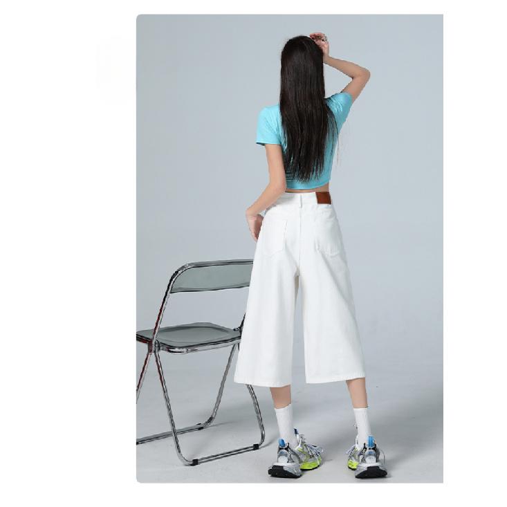 American High Street Seven-Foot Women'S Jeans Spring Autumn Loose Wide Leg Drapey Straight Cut Trousers Fashion Design