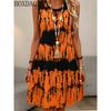 Summer Women's Tie Dye Striped Printed Round Neck Sleeveless Dress Elegant and Loose Women's Clothing New Style