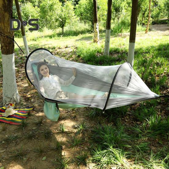 Amaca da campeggio con rete anti-moscerini da 200 kg, traspirante, leggera, portatile, singola, con cinghie per alberi, facile da montare, per interni ed esterni, da trekking