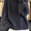 Women's Autumn & Winter Lazy Style Starry Shimmer Thickened Crew Neck Sweater Heavyweight Loose Knit Base Layer Top