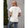 Sommer Einfaches Temperament Damen T-Shirt V-Ausschnitt Lässige Lose Hohle Kurzarm Tops