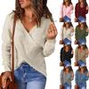 Damen V-Ausschnitt Zopfmuster Pullover Lockerer Schnitt Winter Freizeit Elegante Strickware