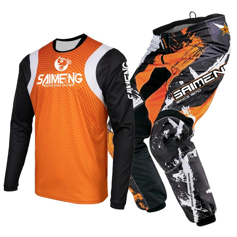 Set echipament motocross pentru copii Kituri Tricou Pantaloni Tineret copil verde Motocicletă negru 3 4 5 6 7 8 9 10 ani Costum off-road albastru portocaliu Enduro cross băiat fată