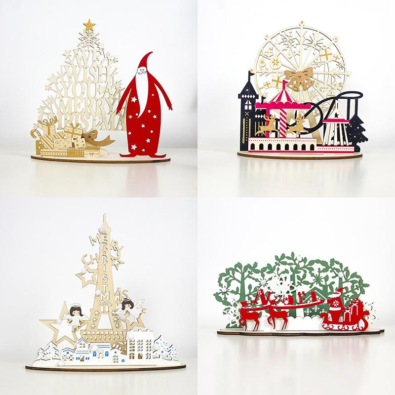 

1 PCS/DIY Christmas Wooden Toys Christmas Funny Party Desktop Decoration Christmas Wooden Decoration D