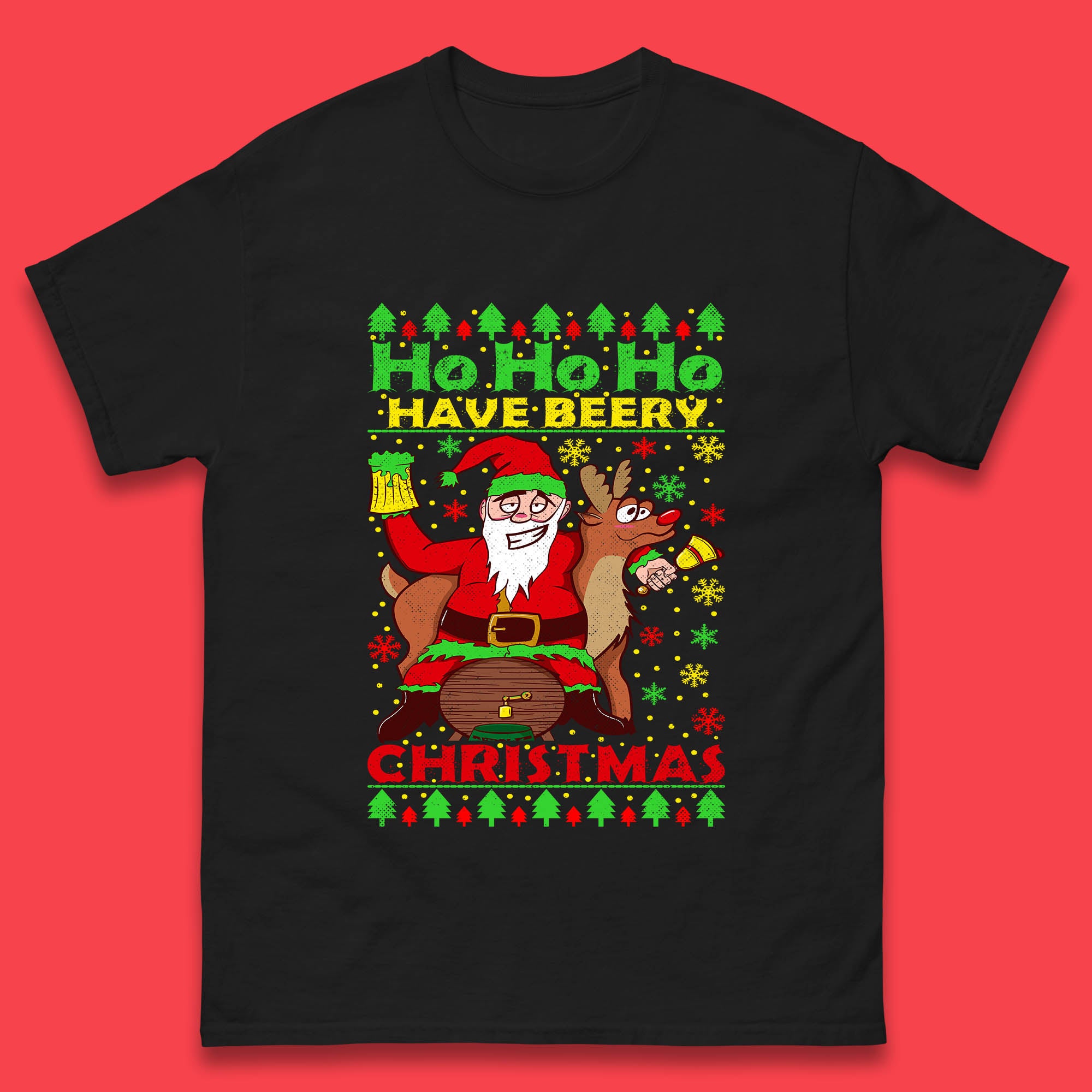 Ho Ho Ho Have A Beery Christmas Beer Mens T Shirt Womens Tops Tees 3XL