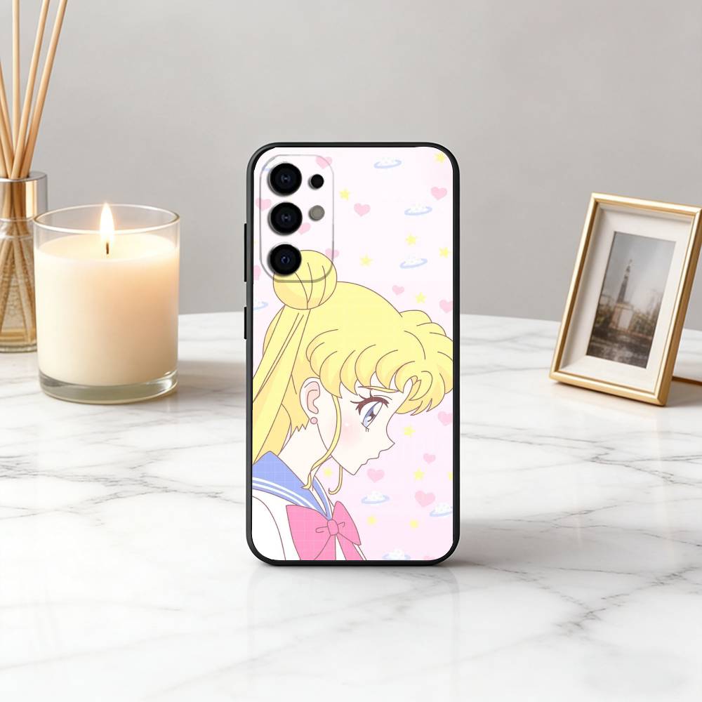 Cartoon S-Sailor M-Moon-es Art Phone Case For Samsung S25,S24,S21,S22,S23,S30,Ultra,S20,Plus,Fe,Soft Silicone Black Cover