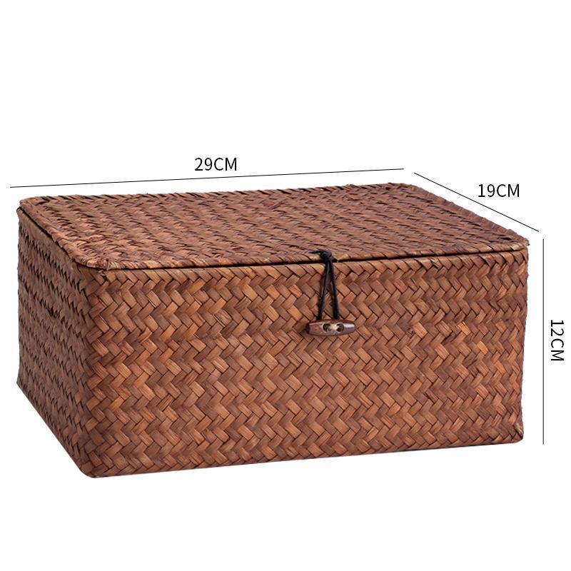 Woven Sea Vine & Bamboo Rectangle Snack Storage Basket