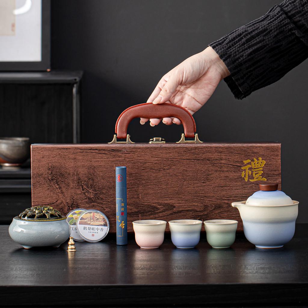 Merchandise ceramic kung fu tea set gift box set, high-end practical business gifts for customers and elders