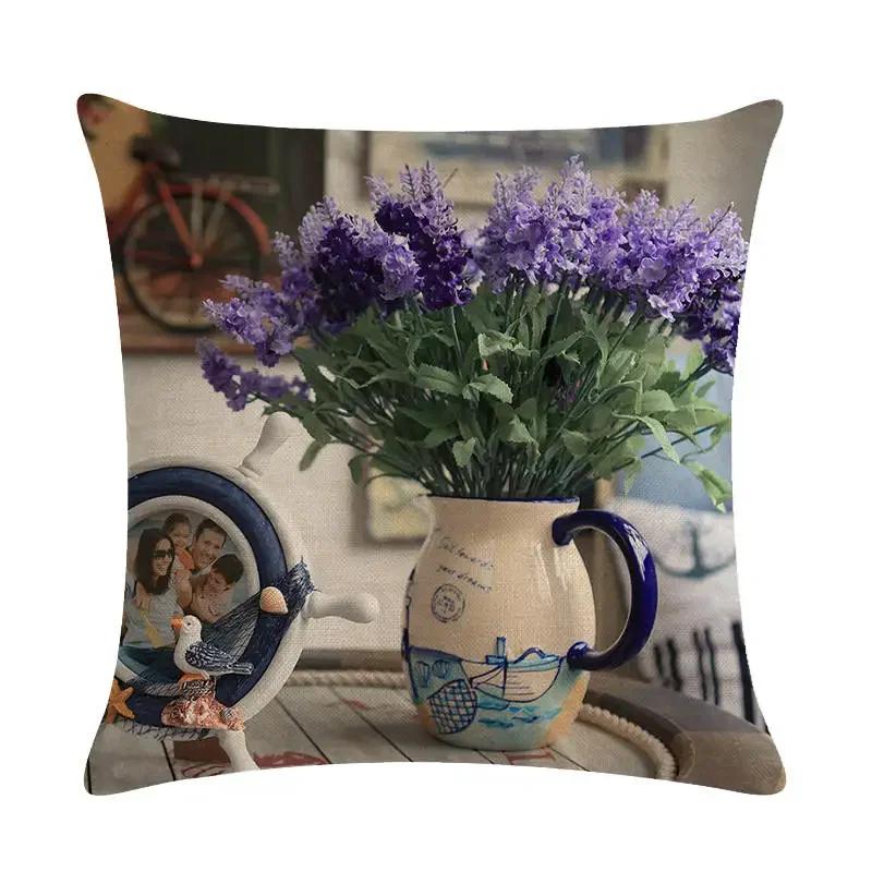 45X45Cm Decorative Throw Pillows Case Purple Lavender Flower Pillowcase Decorations Home Navidad Decor Flower Floral Decor