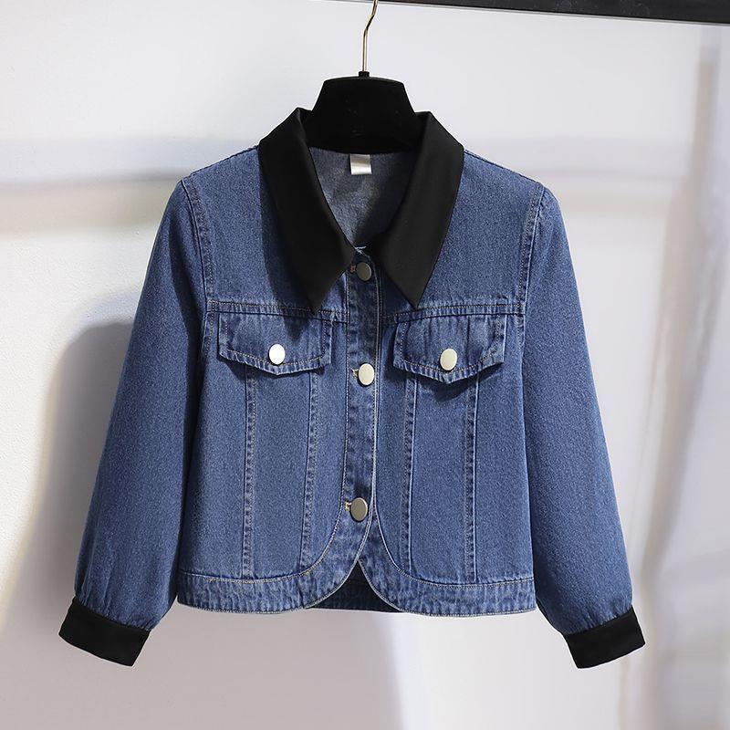 

Spring & Autumn Women s 2026 Denim Jacket & Black Patchwork Vest Dress Elegant Two-Piece Set XL (For 125-135 jin)