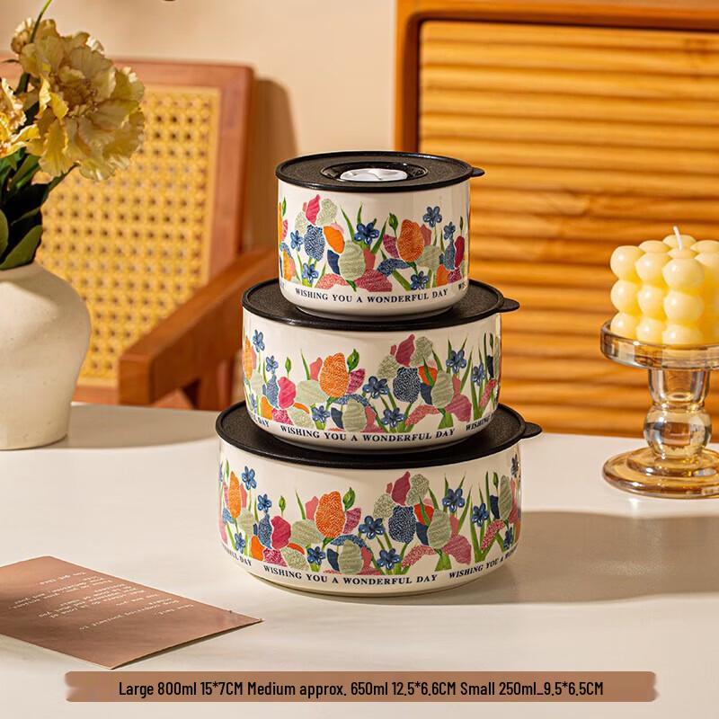 Ceramic Food Storage Bowl 3-Piece Set