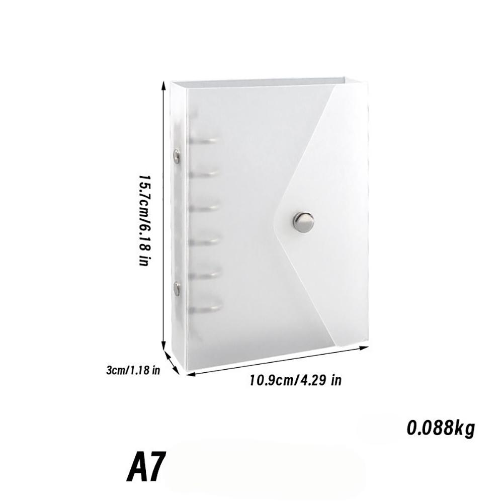 1pc Semi-transparent M5 A7 Loose-leaf Notebook Ring Binder Cover with Envelope Clip Notebook Organizer Portable Large Capacity