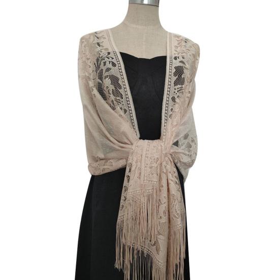 Women Scarf Solid Color Lace Ladies Crochet See Through Bride Shawl Wrap for Wedding