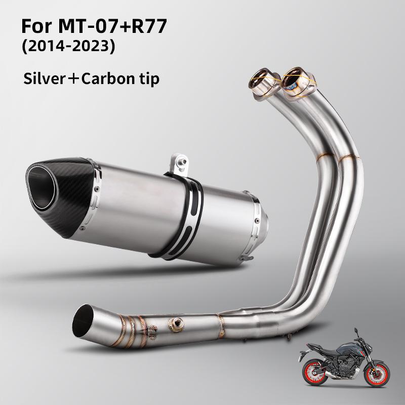 Complete Exhaust System for Motorcycle, Carbon Fiber Exhaust, 51mm/2 Inches, for Mt07 R77 2014-2023