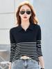 2025 Spring/Autumn Striped Cotton Slim-fit Lapel Polo T-shirt