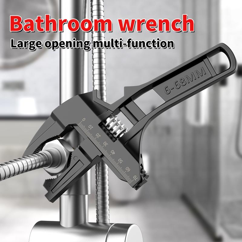 6-68mm Universal Bathroom Wrench Adjustable Large Opening Pipe Wrench Nut Key Spanner Home Manual Repair Tool