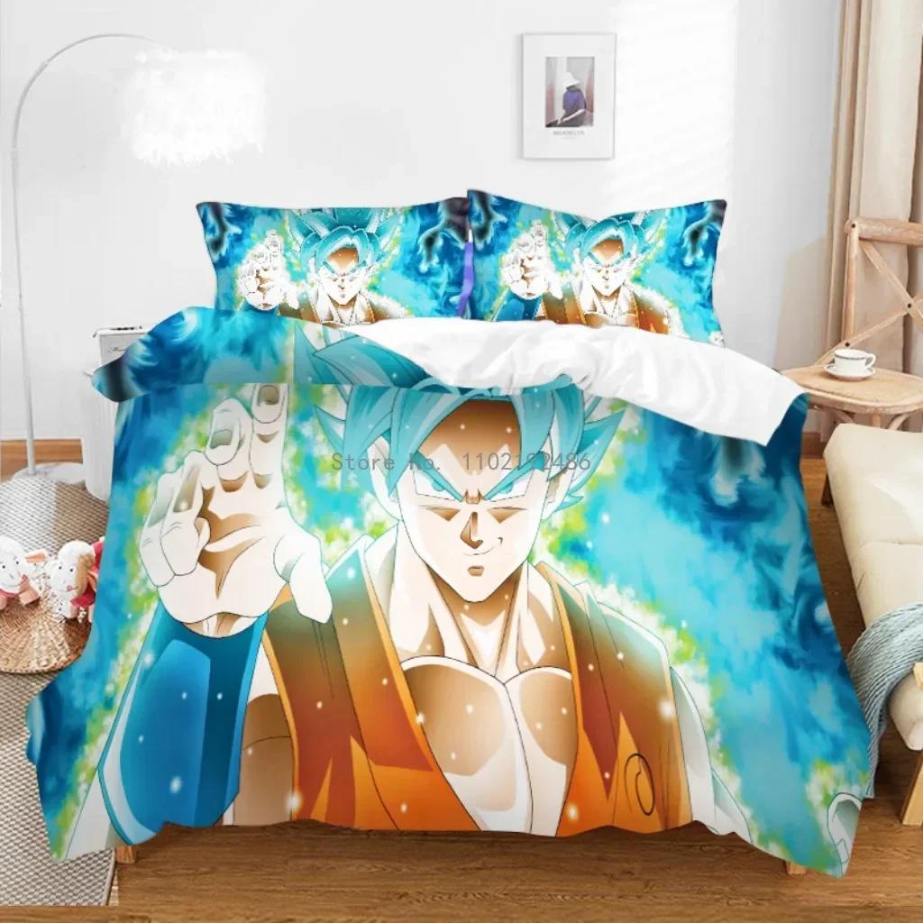 Son Goku Duvet Cover Set Boys' Dragon Ball Anime Cartoon Print Quilt Cover Bedding Suits For Adult Kids Friend G