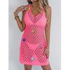 Kvinners Sommer Vest Kjoler Håndheklet Blomsterstikning Strikket Hulemønster Strand Bikini Cover-Ups Halterkjole