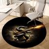 1pc Golden Snake Gun Artwork Round Carpet, Made of Polyester,Office Chairs, Living Rooms, Or Bedrooms, a Cool Rug for The Living Room.ydt26046