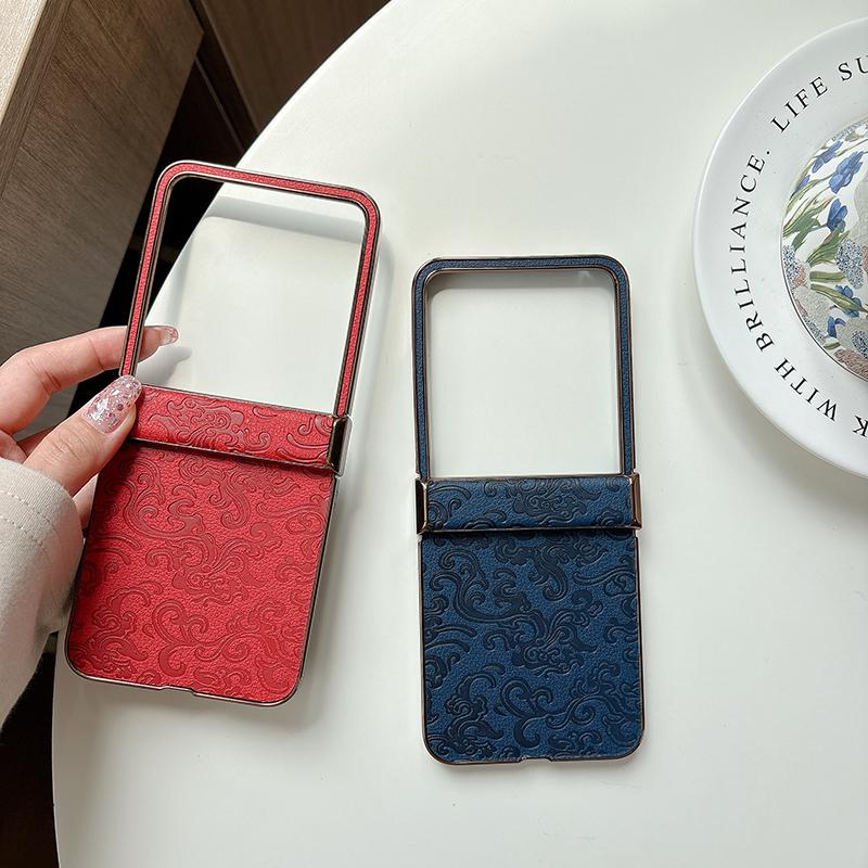 Case For Phone Yulin-003 For Moto Razr 50 50 Ultra 40 Ultra Electroplated Dragon Textured Leather Anti-Fingerprint Drop-Proof Folding Phone Case